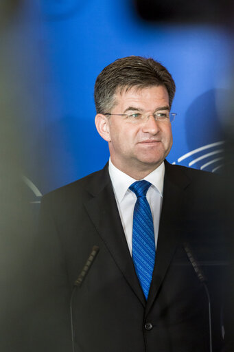 Fotó 4: Press Conference of Slovakia minister Miroslav LAJCAK following AFET Committee meeting.