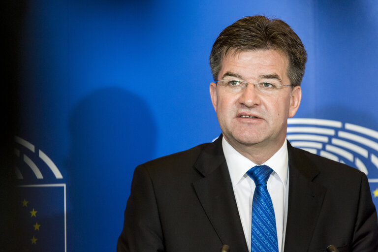 Fotó 8: Press Conference of Slovakia minister Miroslav LAJCAK following AFET Committee meeting.