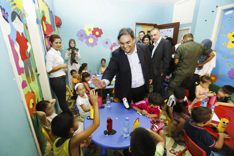 Photo 1: EP delegation to Lebanon visits the Chiyah Social Development center in Beirut on 20 september 2016, meeting Syrian children refugees.