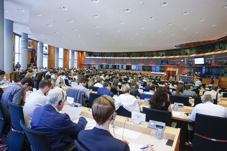 Photo 1: Interinstitutional conference with national parliaments on the future financing of the European Union.Intervention by EP vice president Kristalina GEORGIEVA