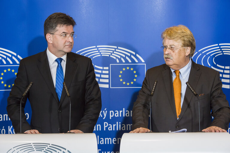 Fotó 10: Press Conference of Slovakia minister Miroslav LAJCAK following AFET Committee meeting.