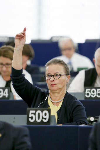 Foto 3: Danuta JAZLOWIECKA voting in plenary session in Strasbourg - Week 27   2016