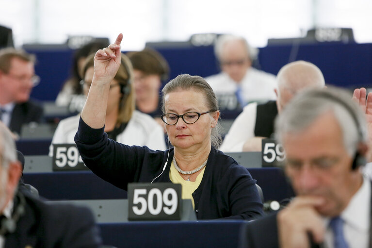 Foto 4: Danuta JAZLOWIECKA voting in plenary session in Strasbourg - Week 27   2016