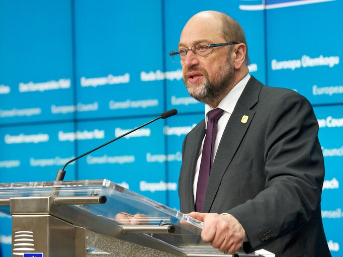 Fotografija 3: Press Conference of Martin SCHULZ - EP President at the European Council