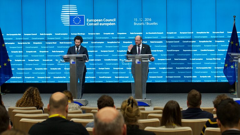 Fotografi 2: Press Conference of Martin SCHULZ - EP President at the European Council