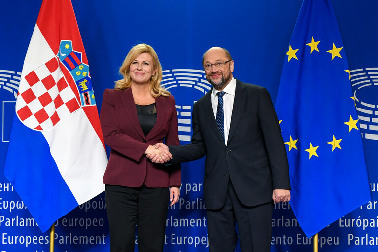 Fotografia 1: Martin SCHULZ - EP President meets with Kolinda GRABAR-KITAROVIC, President of Croatia