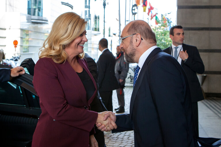 Fotografi 5: Martin SCHULZ - EP President welcomes Kolinda GRABAR-KITAROVIC, President of Croatia