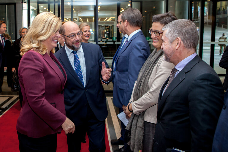 Fotó 7: Martin SCHULZ - EP President welcomes Kolinda GRABAR-KITAROVIC, President of Croatia