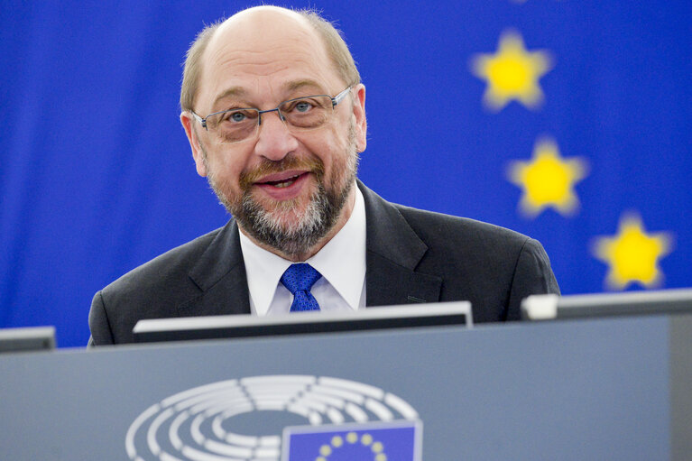 Martin SCHULZ - EP President in plenary session week 50 2016 in Strasbourg. Preparation of the European Council.