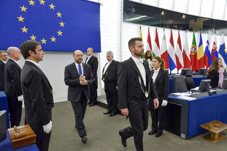 Fotografija 5: Martin SCHULZ - EP President in plenary session week 50 2016 in Strasbourg. Preparation of the European Council.