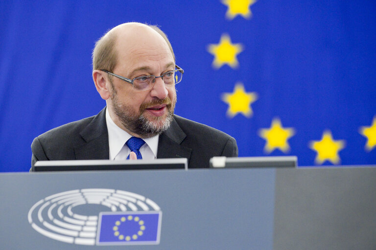 Martin SCHULZ - EP President in plenary session week 50 2016 in Strasbourg. Preparation of the European Council.