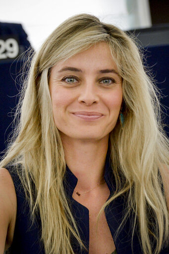 Photo 2 : Barbara MATERA voting during plenary session week 27 in Strasbourg