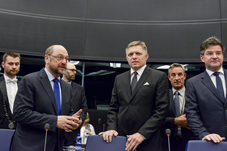 Fotografija 13: Official visit of Slovak Prime Minister to the European Parliament in Strasbourg. Conference of Presidents in the presence of the Slovak Prime Minister