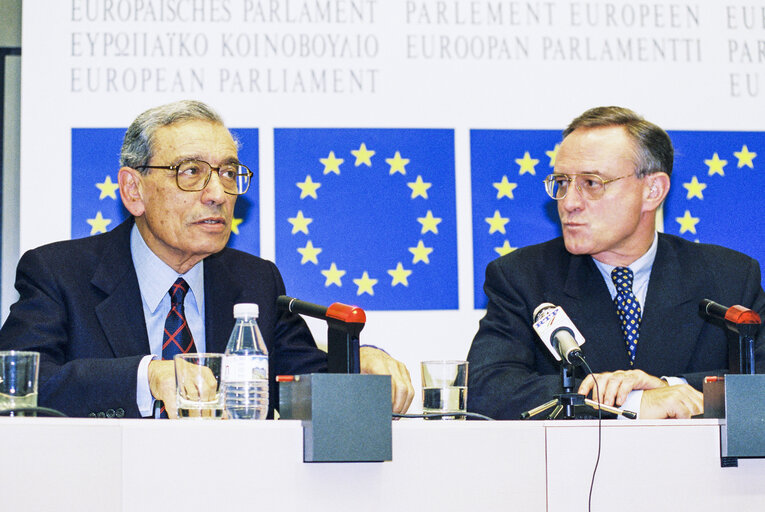 Fotogrāfija 12: Official visit of the Secretary General of the United Nations to the EP in Strasbourg - Press conference with EP President