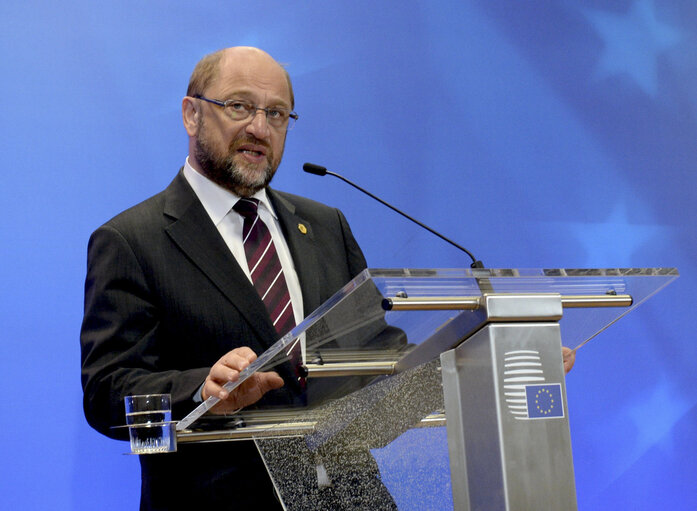 Φωτογραφία 4: Informal meeting of Heads of State or Government  Press conference by Martin SCHULZ - President of the European Parliament