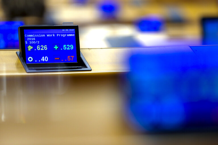 Fotografi 37: Plenary Session week 38 2015 in Brussels: Resumption of session and order of business. Votes