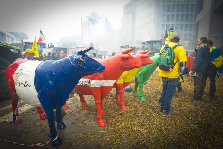 Fotografija 17: Farmers demonstration in front of the European Institutions