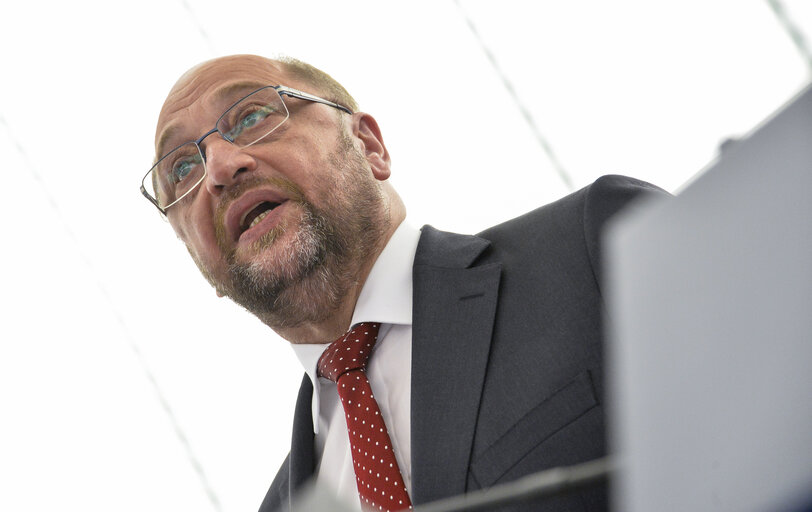 Photo 4 : Martin SCHULZ - EP President attends the opening of the plenary session week 28 2015 in Strasbourg