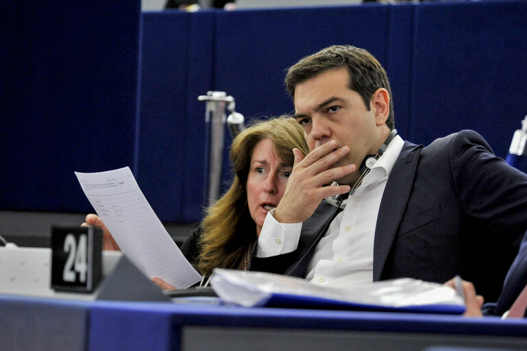 Foto 4: Official visit of Prime Minister of Greece in Plenary session week 28 2015 in Strasbourg