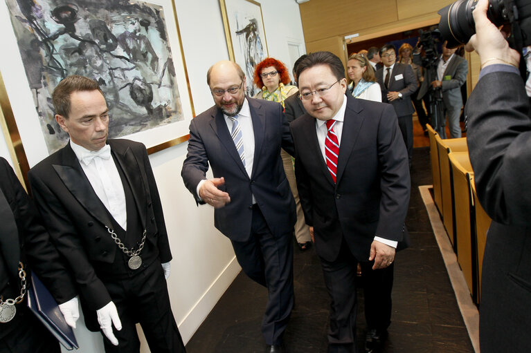 Fotografija 23: Official visit of the President of Mongolia to the European Parliament in Strasbourg - Protocol room