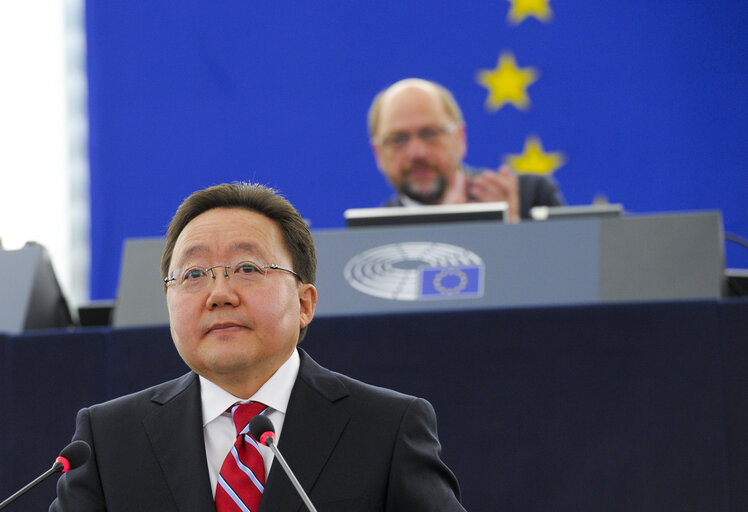 Fotografi 33: Official visit of the President of Mongolia to the European Parliament in Strasbourg