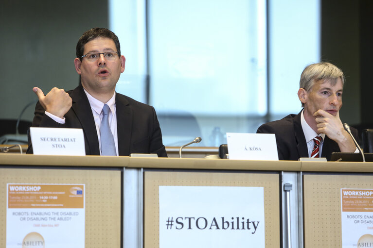 Fotogrāfija 8: STOA Workshop. ' Robots: Enabling the disabled or disabling the abled ? '