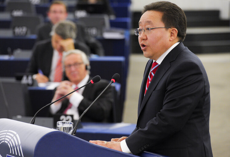 Fotografija 36: Official visit of the President of Mongolia to the European Parliament in Strasbourg