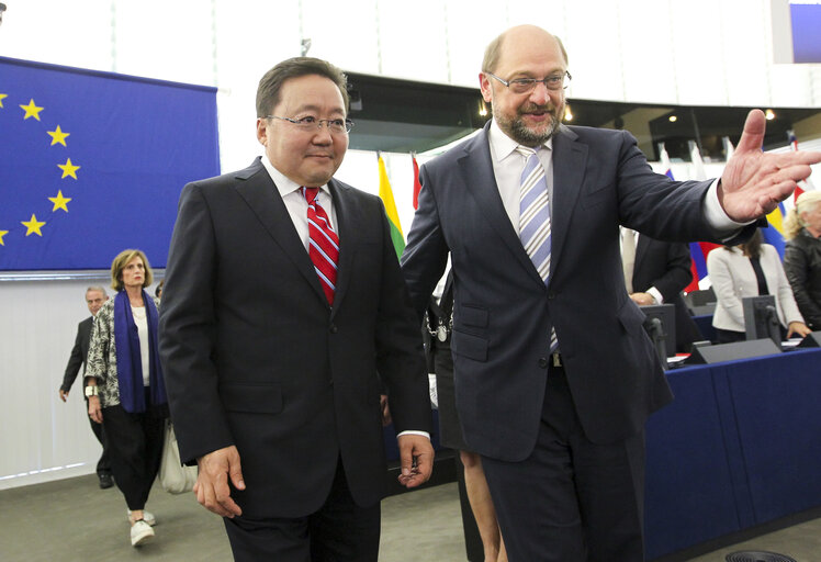 Billede 2: Official visit of the President of Mongolia to the European Parliament in Strasbourg