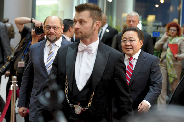 Photo 28 : Official visit of the President of Mongolia to the European Parliament in Strasbourg.