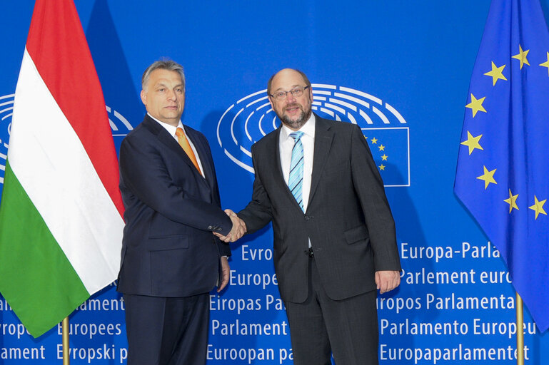 Foto 1: EP President welcomes PM of Hungary
