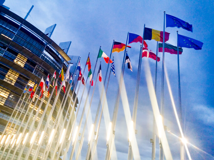 LOW building in Strasbourg by nightfall