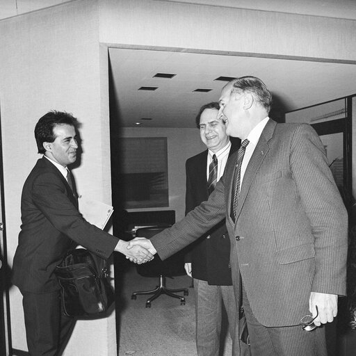 Lord PLUMB - EP President meets with Turkish Delegation at the European Parliament in Strasbourg in May 1989