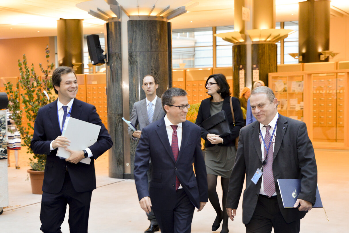 Arrival of Carlos MOEDAS, Commissioner-designate in charge of Research, Science and Innovation, prior to his hearing at the European Parliament