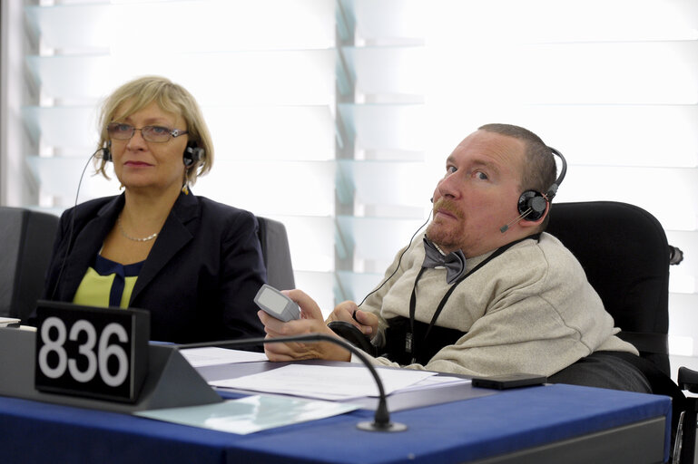 Photo 4 : Marek PLURA in plenary chamber week 38 2014 in Strasbourg