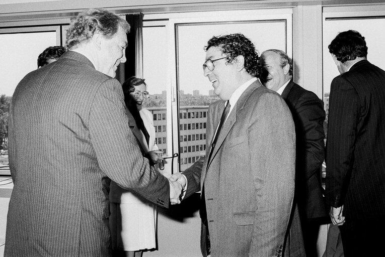 Lunch with ex Rugby Player Tony O'REILLY at the European Parliament in Strasbourg in May 1989