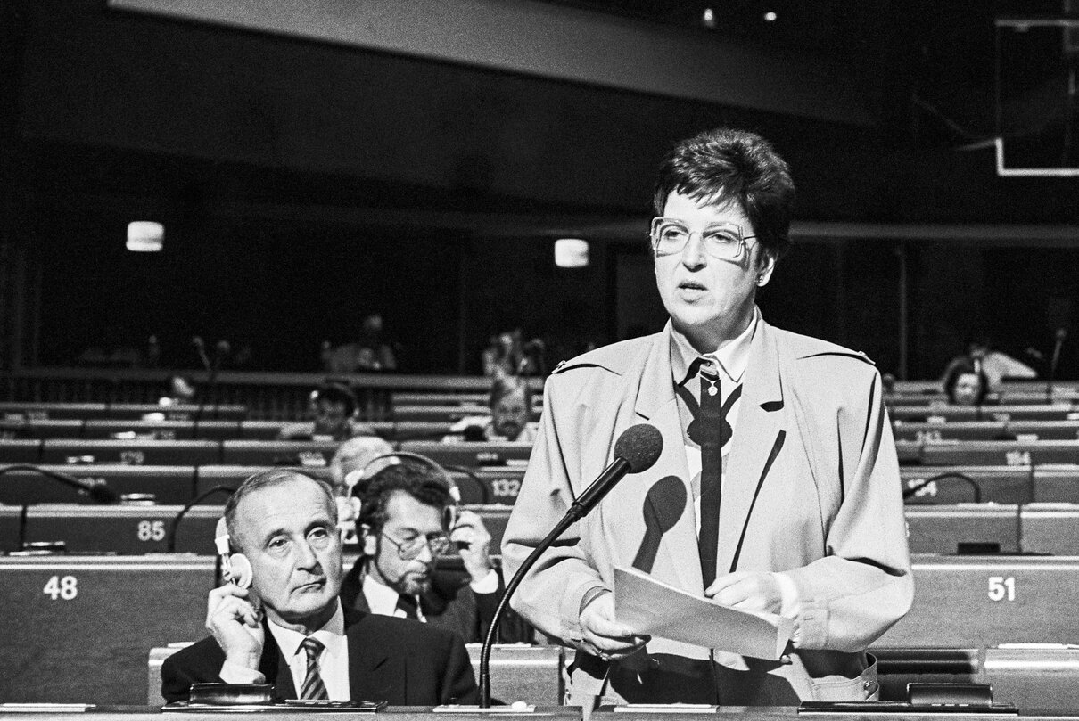 Miet SMET at the European Parliament in Strasbourg in May 1987. Belgian Presidency of the EU