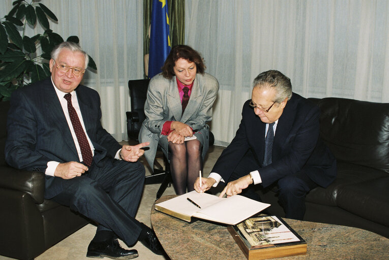 Mario SOARES President of Portugal meets with Egon KLEPSCH - EP President