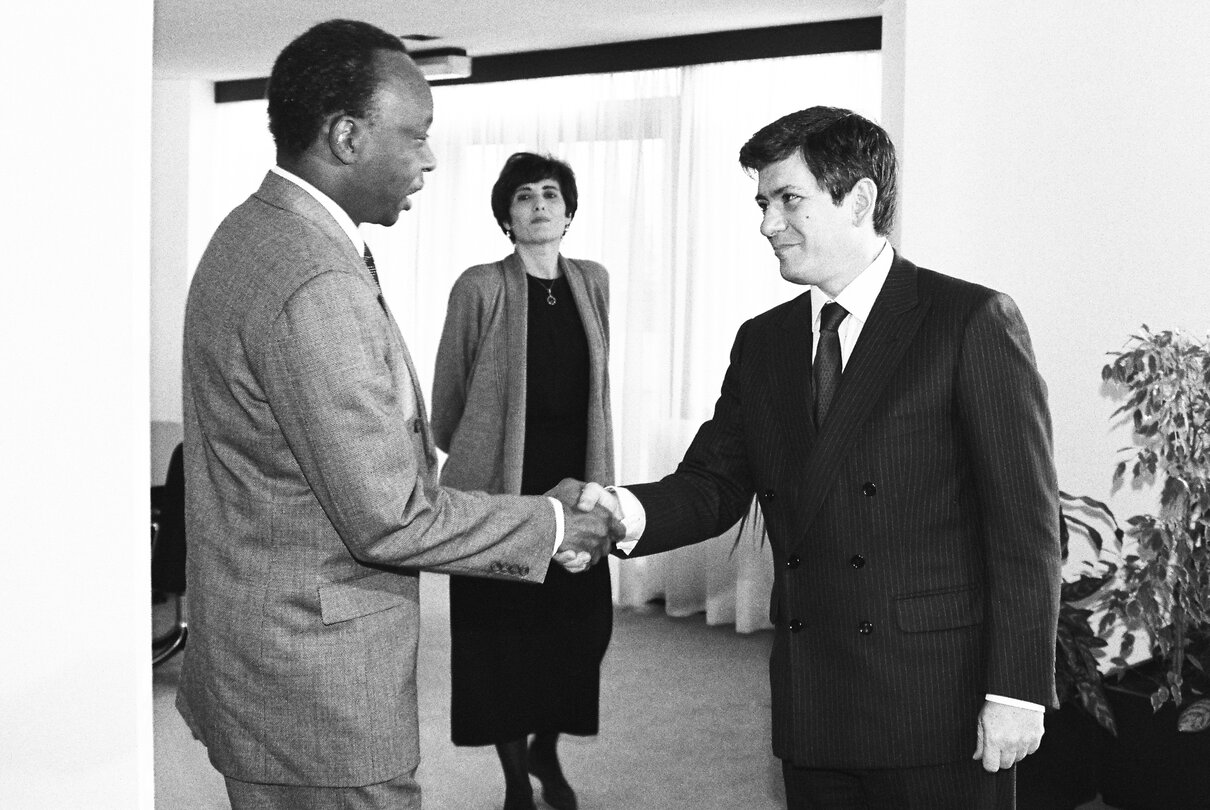 EP President Enrique BARON CRESPO meets with Pascoal MOCUMBI minister of foreign affairs of Mozambique at the European Parliament in Brussels