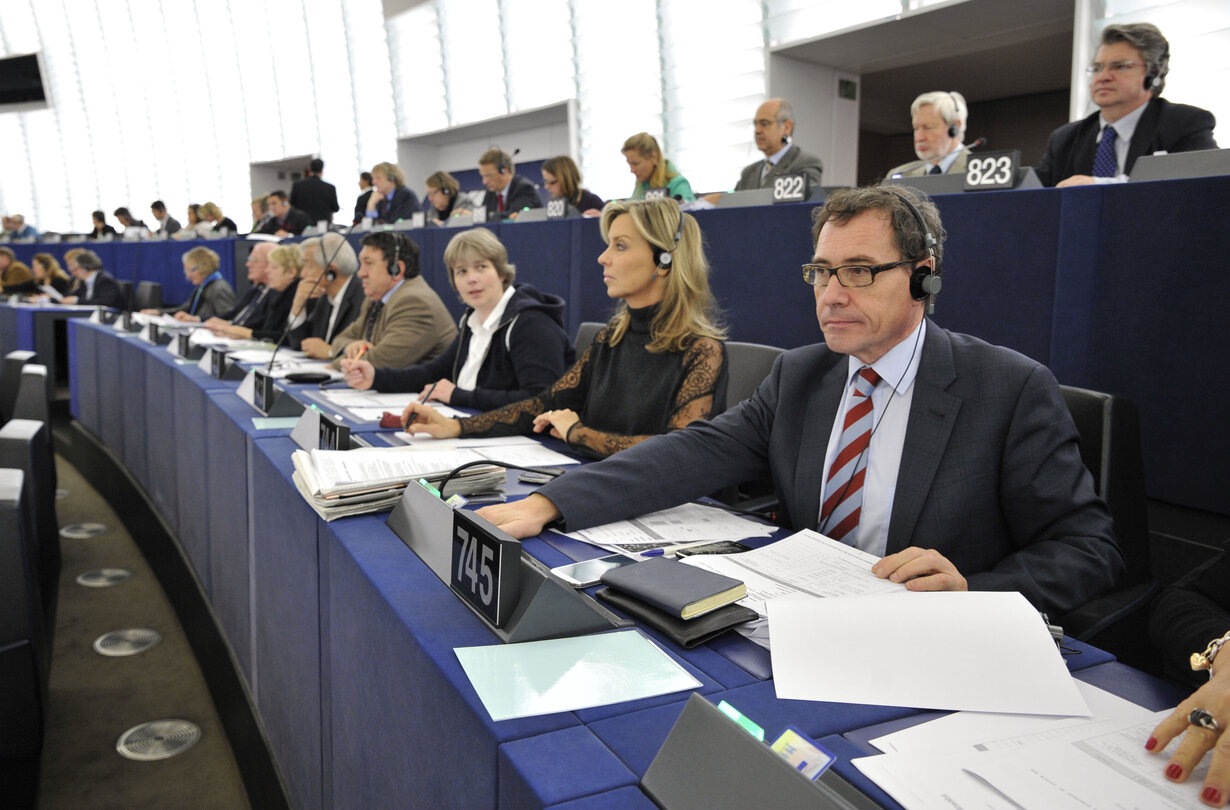 MEP Robert ROCHEFORT in the European Parliament in Strasbourg