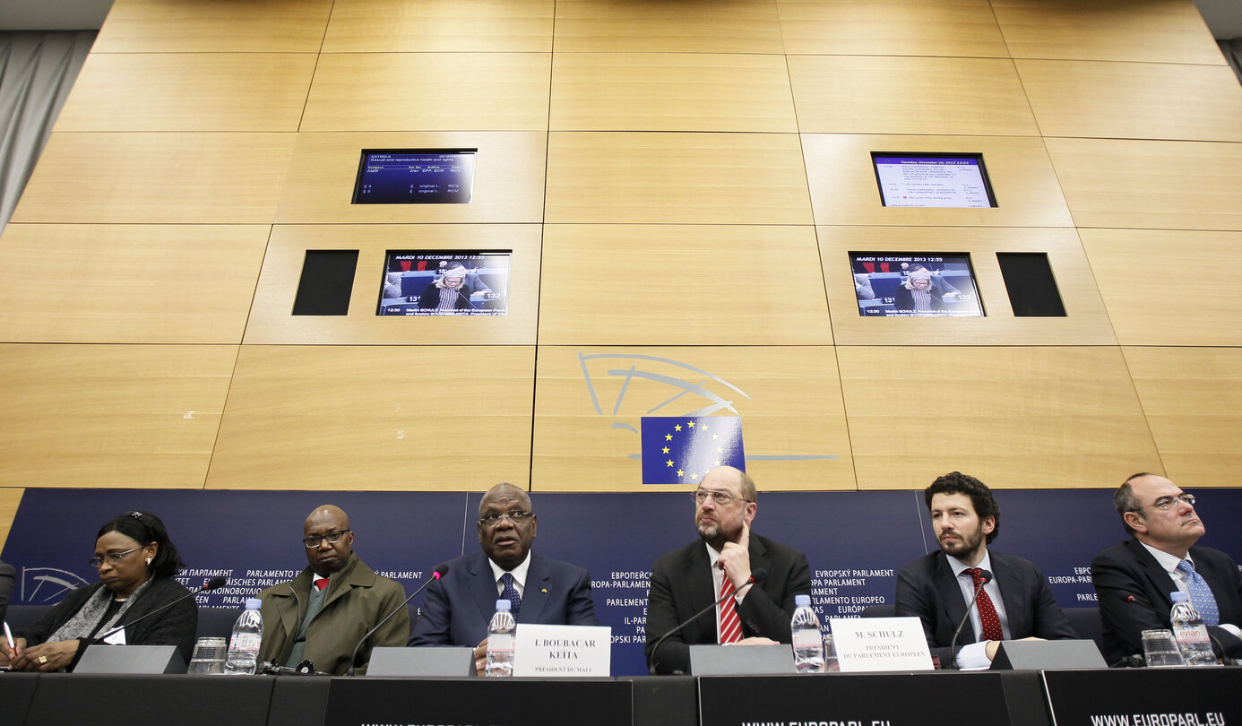 Press conference of the President of Mali during his visit to the EP in Strasbourg.