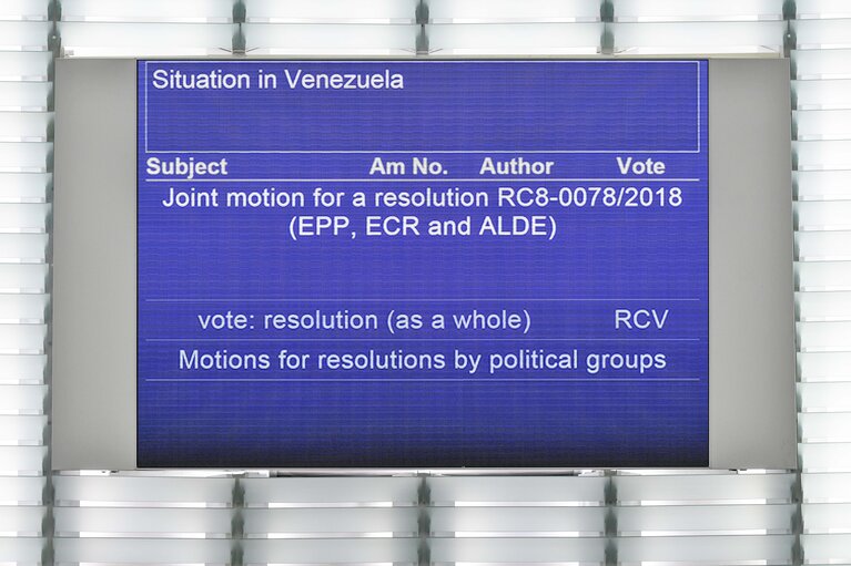 Fotografija 2: Plenary session - Week 06 2018 in Strasbourg - Panel vote - Situation in Venezuela