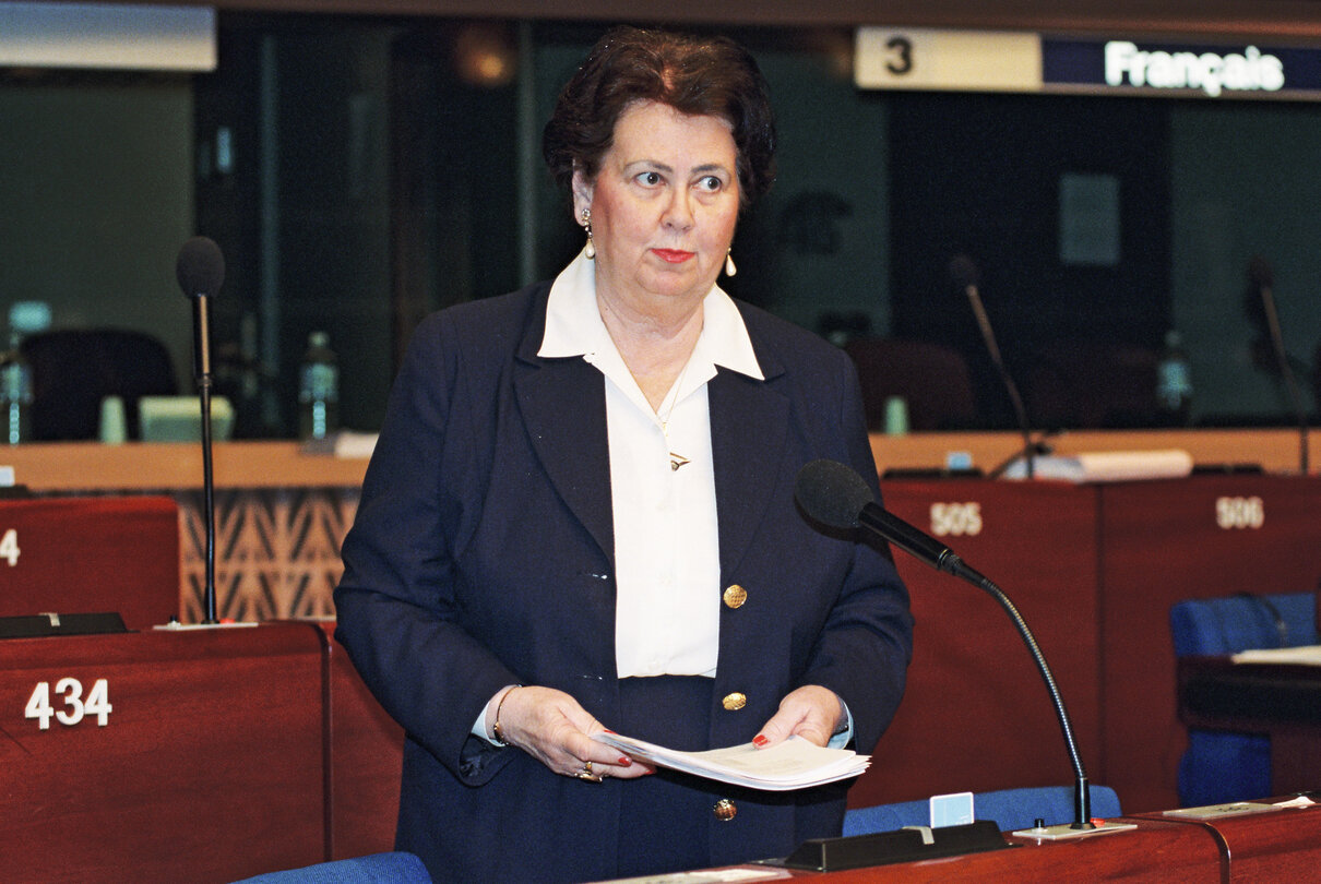 MEP Ritva Tellervo LAURILA speaks in plenary session in Strasbourg