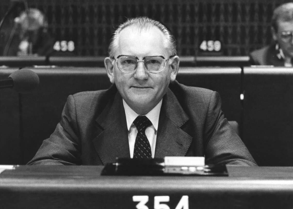 PIRKL Fritz in the hemicycle of the European Parliament in Strasbourg in November 1984