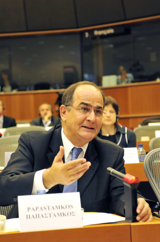 MEP Georgios PAPASTAMKOS attends a meeting in Brussels