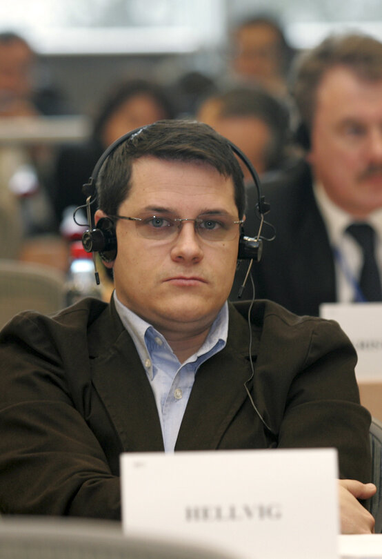 MEP Eduard Raul HELLVIG attends a meeting in Brussels