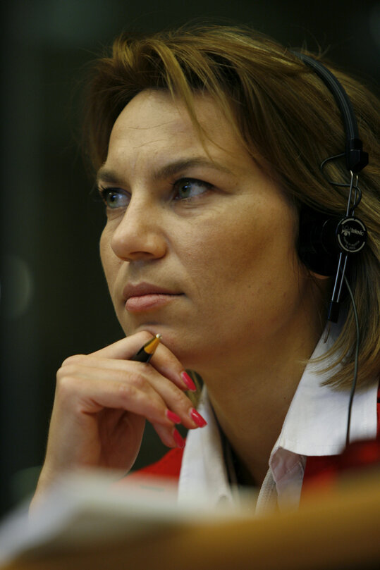 Bilyana Ilieva RAEVA in a meeting at the EP in Brussels.