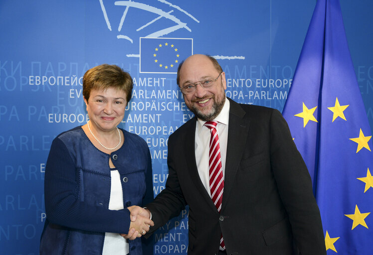 Fotogrāfija 1: Martin SCHULZ - EP President meets with Commissioner Kristalina.GEORGIEVA