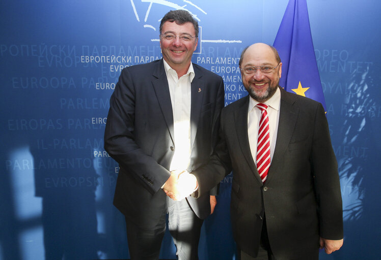 Photo 1: Martin SCHULZ EP President meeting with Jorg LEICHTFRIED