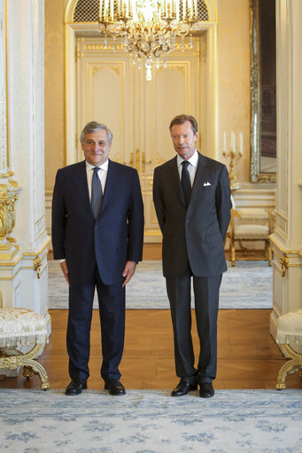 Billede 2: Official visit of the President of the European Parliament to Luxembourg- H.R.H Grand Duke Henri of Luxembourg welcomes Antonio TAJANI - President of the European Parliament