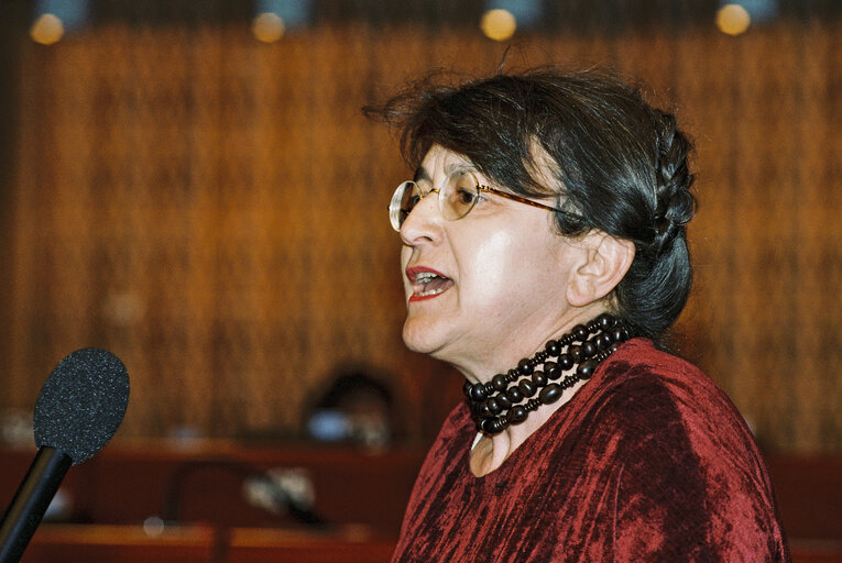 Fotogrāfija 1: MEP Maria IZQUIERDO ROJO speaks in plenary session in Strasbourg